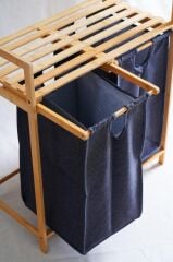 BAMBU İKİ BÖLMELİ ÇAMAŞIR SEPETİ