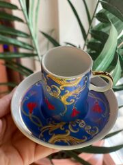 MAVİ DESENLİ TEK KİŞİLİK TÜRK KAHVESİ FİNCANI
