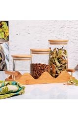 ÜFLEME CAM BAMBU KAPAK 3'LÜ BAHARATLIK