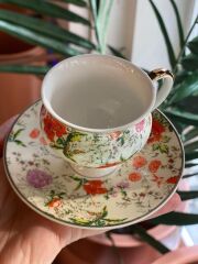 RENKLİ ÇİÇEK DESEN TEK KİŞİLİK TÜRK KAHVESİ FİNCANI