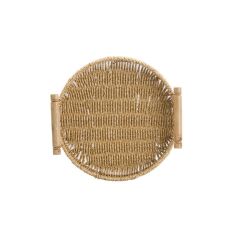 SENTETİK HASIR YUVARLAK AHŞAP KULPLU TEPSİ 25CM