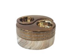 KREM-BRONZ 2Lİ MUMLUK 12CM
