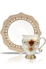 BEYAZ ALTIN 2'Lİ TÜRK KAHVESİ FİNCANI DESEN7
