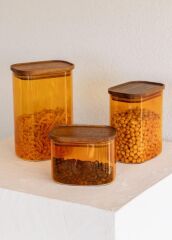 AKASYA AMBER DİKDÖRTGEN CAM KAVANOZ 1200ML