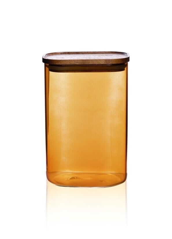 AKASYA AMBER DİKDÖRTGEN CAM KAVANOZ 1200ML