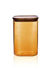 AKASYA AMBER DİKDÖRTGEN CAM KAVANOZ 1200ML