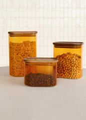 AKASYA AMBER DİKDÖRTGEN CAM KAVANOZ 1200ML