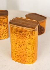 AKASYA AMBER DİKDÖRTGEN CAM KAVANOZ 1200ML
