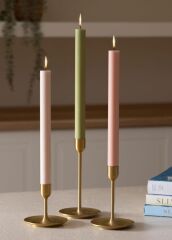 EL YAPIMI İTALYAN ŞAMDAN MUMU BEJ 30CM