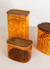 AKASYA AMBER DİKDÖRTGEN CAM KAVANOZ 500ML