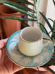 MİNT ÇİÇEKLİ TEK KİŞİLİK TÜRK KAHVESİ FİNCANI