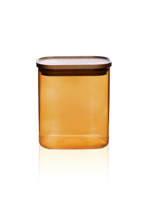 AKASYA AMBER DİKDÖRTGEN CAM KAVANOZ 900ML