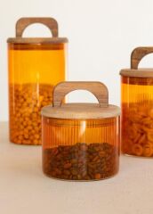 AKASYA AMBER KULPLU CAM KAVANOZ 350ML