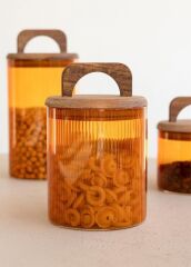 AKASYA AMBER KULPLU CAM KAVANOZ 700ML