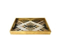ALTIN GEOMETRİK DESEN TEPSİ 30X45CM