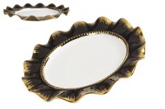 SİYAH ALTIN YUVARLAK SERVİS TABAK 38 cm
