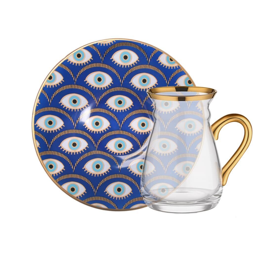 NAZENDE KULPLU TEK KİŞİLİK ÇAY SETİ