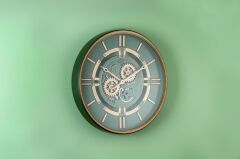 YEŞİL ALTIN ÇARKLI DUVAR SAATİ 59CM