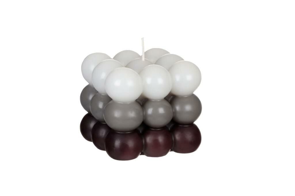 BEYAZ GRİ BORDO BUBBLE MUM 9,5X9,5CM