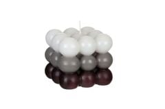 BEYAZ GRİ BORDO BUBBLE MUM 9,5X9,5CM