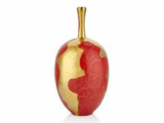 KIRMIZI-ALTIN ESKİTME VAZO 48 cm