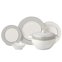 8362 PERLA COLLECTION SİYAH 12 KİŞİLİK 60 PARÇA YUVARLAK YEMEK TAKIMI