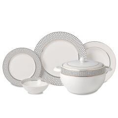 8362 PERLA COLLECTION SİYAH 12 KİŞİLİK 60 PARÇA YUVARLAK YEMEK TAKIMI