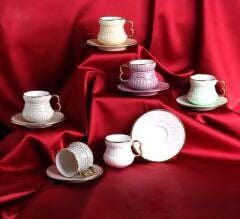 6 RENK 6 KİŞİLİK TÜRK KAHVESİ FİNCANI