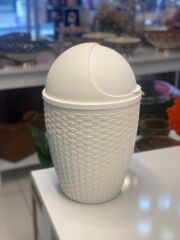 RATTAN BEYAZ DÖNER KAPAKLI ÇÖP KOVASI