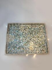 TURKUAZ SEDEFLİ DİKDÖRTGEN TEPSİ 43X33CM