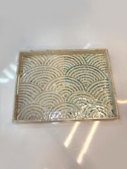 KREM TURKUAZ SEDEFLİ DİKDÖRTGEN TEPSİ 40X30CM