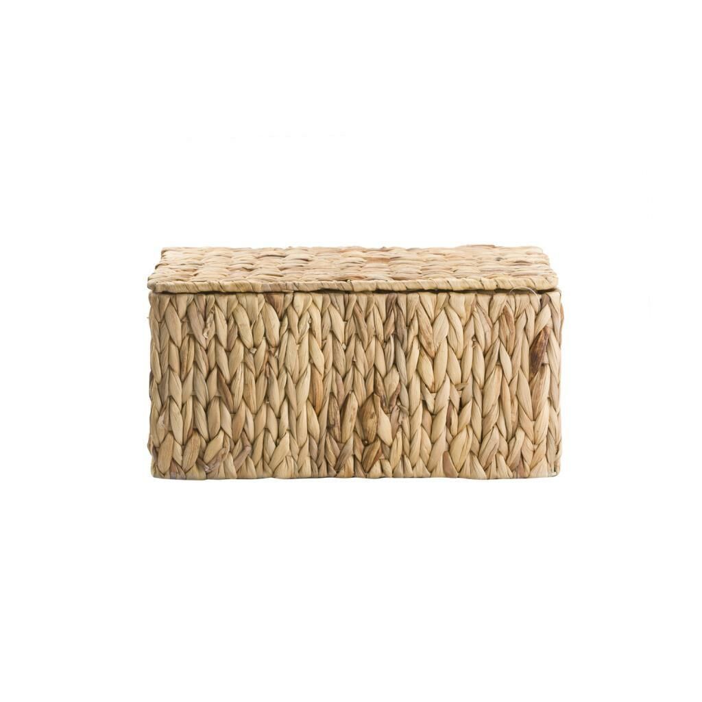 HASIR ÖRGÜ KAPAKLI SEPET 39X28X19CM