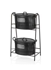 SİYAH 2 KATLI İÇ HAZNELİ MEYVE SEBZE STANDI