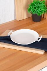 BIANCO PERLA KULPLU YUVARLAK  SERVİS TABAK 22CM