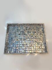 MAVİ SEDEFLİ DİKDÖRTGEN TEPSİ 43X33CM
