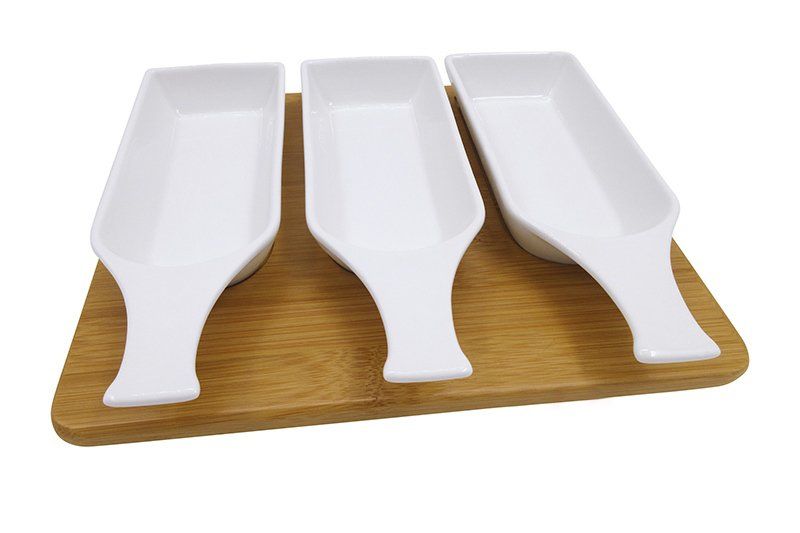 BAMBU KARE TEPSİLİ 3'LÜ SOSLUK/REÇELLİK