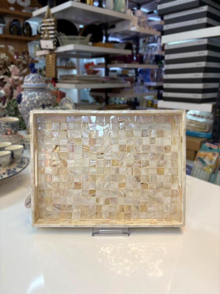 KREM SEDEFLİ DİKDÖRTGEN TEPSİ 40X30CM