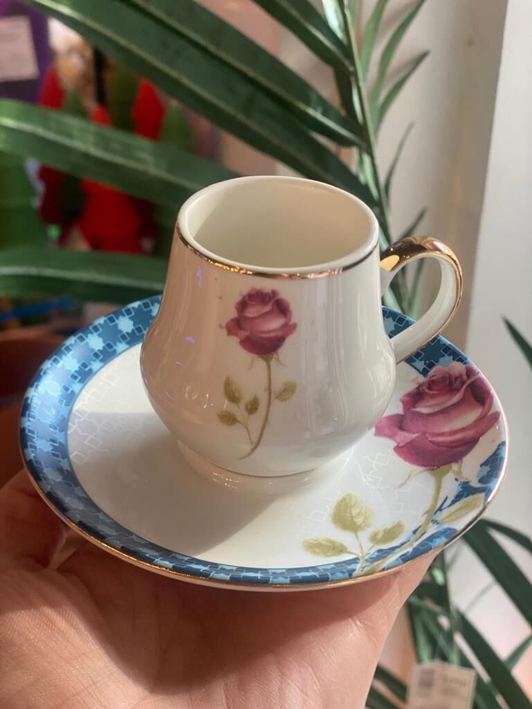 PEMBE GÜLLÜ TEK KİŞİLİK TÜRK KAHVESİ FİNCANI