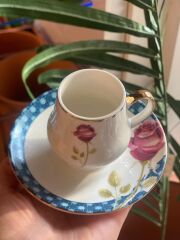 PEMBE GÜLLÜ TEK KİŞİLİK TÜRK KAHVESİ FİNCANI