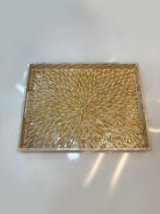 BAKIR SEDEFLİ DİKDÖRTGEN TEPSİ 43X33CM
