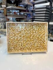 BAKIR SEDEFLİ DİKDÖRTGEN TEPSİ 40X30CM
