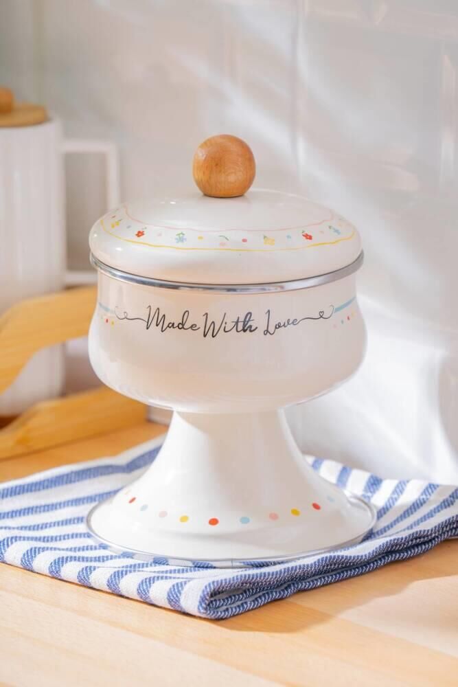 MADE WITH LOVE EMAYE AYAKLI KAVANOZ/ŞEKERLİK 12CM