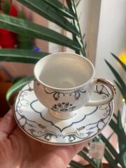 SİYAH ÇİÇEKLİ TEK KİŞİLİK TÜRK KAHVESİ FİNCANI