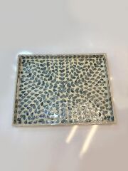 MAVİ SEDEFLİ DİKDÖRTGEN TEPSİ 43X33CM