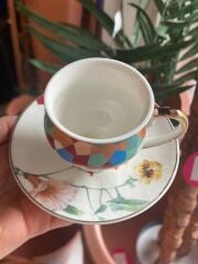 RENKLİ GEOMETRİK TEK KİŞİLİK TÜRK KAHVESİ FİNCANI