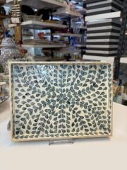 MAVİ SEDEFLİ DİKDÖRTGEN TEPSİ 40X30CM