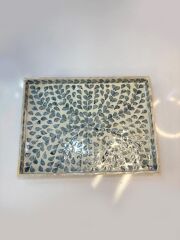 MAVİ SEDEFLİ DİKDÖRTGEN TEPSİ 40X30CM