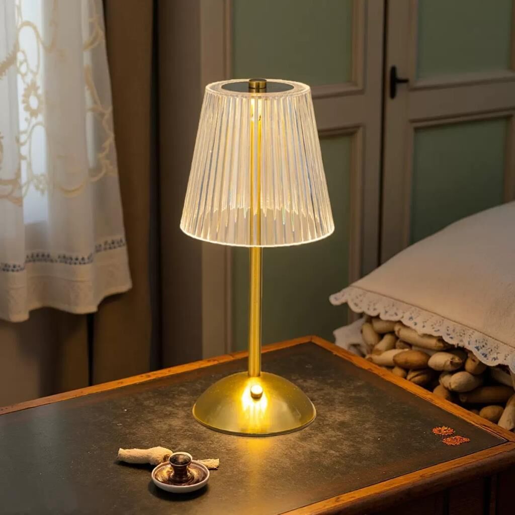 ŞEFFAF ÇİZGİ DESEN ŞARJLI LED MASA LAMBASI