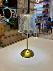 ŞEFFAF ÇİZGİ DESEN ŞARJLI LED MASA LAMBASI