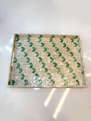 KREM YEŞİL SEDEFLİ DİKDÖRTGEN TEPSİ 43X33CM
